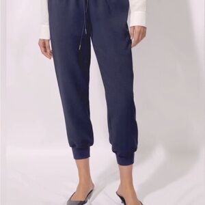 Wilfred Blue crape Pants with Elastic Cuffs and Drawstring Waist